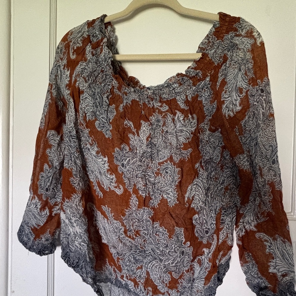 Women's Paisley Top - Brown and Gray